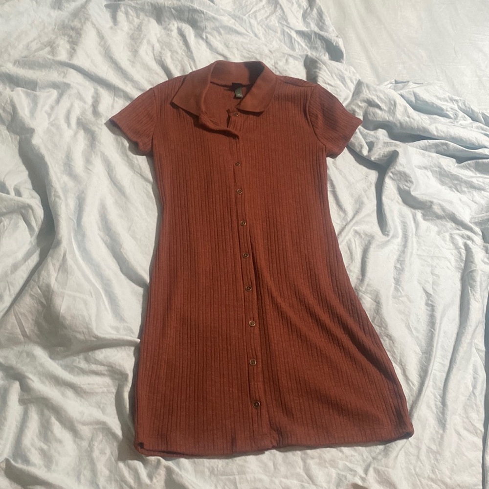 Junior Wild Fable dress with collar ribbed style. Coffee color.